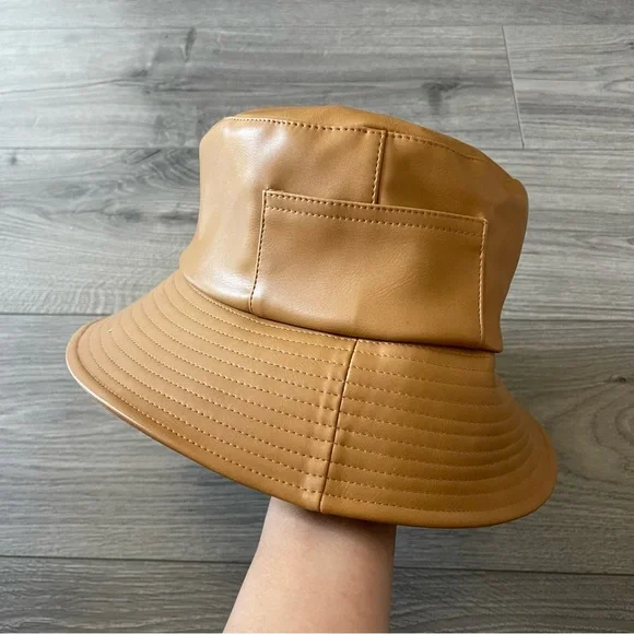 Lack Of Color Wave Bucket Hat In Tan Vegan Leather Size Small/ Medium
